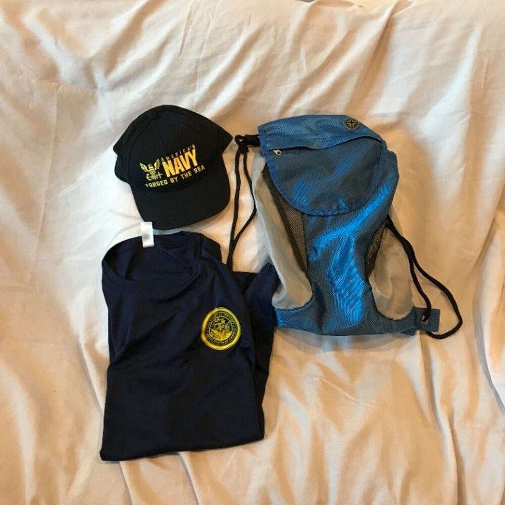 Navy Hat, Backpack, Shirt Bundle